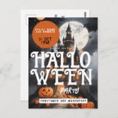 Spooky Castle Clouds Halloween-Party Einladung Postkarte (Vorne/Hinten)