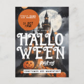 Spooky Castle Clouds Halloween-Party Einladung Postkarte (Vorderseite)