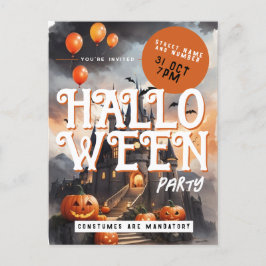 Spooky Castle Clouds Halloween-Party Einladung Postkarte