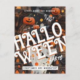 Spooky Castle Clouds Halloween-Party Einladung Postkarte