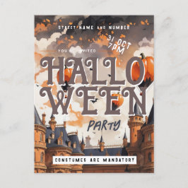 Spooky Castle Clouds Halloween-Party Einladung Postkarte