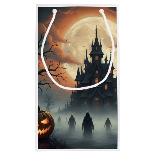 Spooky Castle Halloween Leckerei Bags Kleine Geschenktüte (Rückseite)