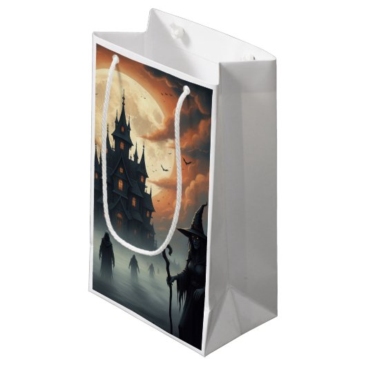 Spooky Castle Halloween Leckerei Bags Kleine Geschenktüte (Vorderseite Schrägansicht)