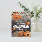 Spooky Castle Halloween-Party Einladung Postkarte (Stehend Vorderseite)