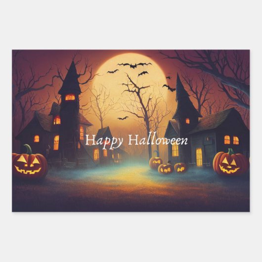 Spooky Castle Moonlit Halloween Geschenkpapier Set (Vorderseite 3)