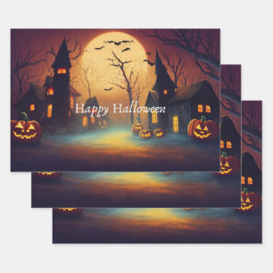 Spooky Castle Moonlit Halloween Geschenkpapier Set