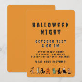 Spooky Cat and Costume Halloween Night Einladung (Vorne/Hinten)