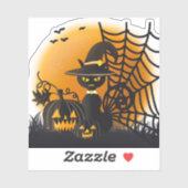 Spooky Cat and spinne Halloween Aufkleber (Blatt)