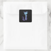 Spooky Cat Blue - Spooky Halloween Quadratischer Aufkleber (Tasche)