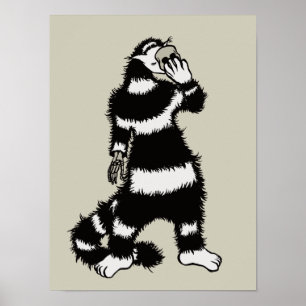 Spooky Cat Creature Skelett Handschädel Maske Poster