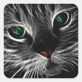 Spooky Cat Feline Soul Spirit Animal Quadratischer Aufkleber