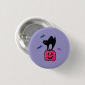 Spooky Cat Halloween Pumpkin Pop Art Button (Vorne & Hinten)