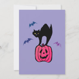 Spooky Cat Halloween Pumpkin Pop Art Einladung