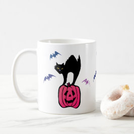 Spooky Cat Halloween Pumpkin Pop Art Kaffeetasse