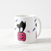 Spooky Cat Halloween Pumpkin Pop Art Kaffeetasse (VorderseiteRechts)
