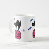 Spooky Cat Halloween Pumpkin Pop Art Kaffeetasse (Vorderseite Links)