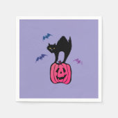 Spooky Cat Halloween Pumpkin Pop Art Serviette (Vorderseite)