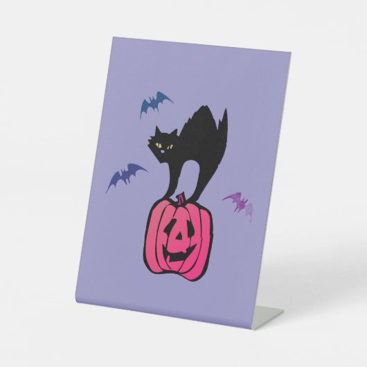 Spooky Cat Halloween Pumpkin Pop Art Sockelschild (Vorderseite)