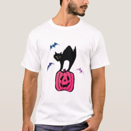 Spooky Cat Halloween Pumpkin Pop Art T-Shirt