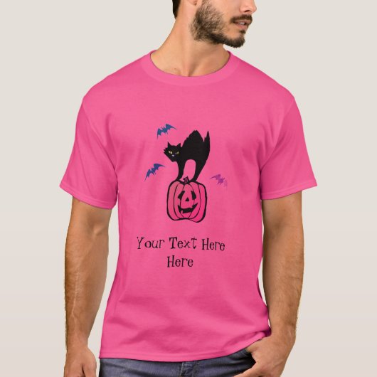 Spooky Cat Halloween Pumpkin Pop Art T-Shirt (Vorderseite)