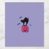 Spooky Cat Halloween Pumpkin Pop Art Weinetikett (Einzelnes Label)