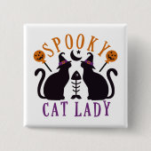 Spooky Cat Lady Black Cats Halloween Button (Vorderseite)