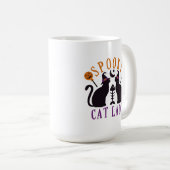 Spooky Cat Lady Black Cats Halloween Kaffeetasse (VorderseiteRechts)