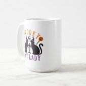 Spooky Cat Lady Black Cats Halloween Kaffeetasse (Vorderseite Links)