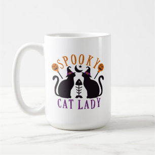 Spooky Cat Lady Black Cats Halloween Kaffeetasse