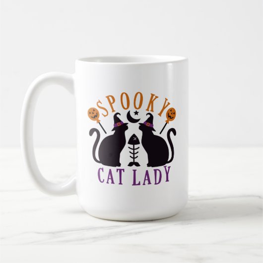 Spooky Cat Lady Black Cats Halloween Kaffeetasse (Links)