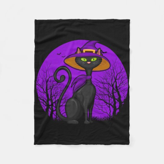 Spooky Cat Lover Halloween Black Kitten Niedlich C Fleecedecke (Vorderseite)