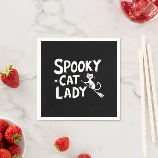 Spooky Cat Mama Spooky Cat Lady Halloween Cat Mama Serviette (Beispiel)