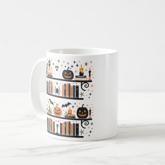 Spooky Cat Pumpkin Bat Spider Halloween-T-Shirt Kaffeetasse (Vorderseite Links)