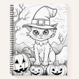 Spooky Cat & Pumpkins | Halloween Notizblock