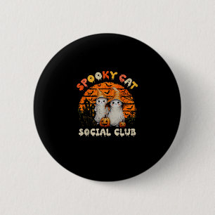 Spooky Cat Social Club Boo Ghost Rotzunge Schwarze Button