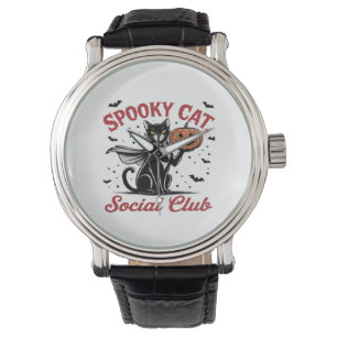 Spooky Cat Social Club PNG - Vintag Style Classic Armbanduhr