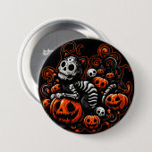 Spooky Cat und Pumpkins Button (Vorne & Hinten)