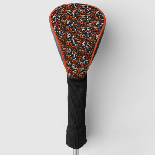 Spooky Cat und Pumpkins Golf Headcover (Vorderseite)