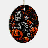Spooky Cat und Pumpkins Keramik Ornament (Rechts)