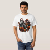 Spooky Cat und Pumpkins T-Shirt (Vorne ganz)