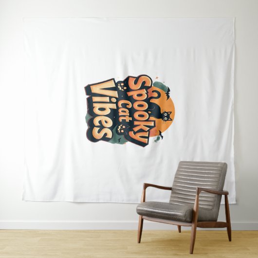 Spooky Cat Vibes Wandteppich (Beispiel (Horizontal))