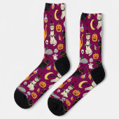 Spooky Cats Halloween Pattern Socken (Linkes Detail)