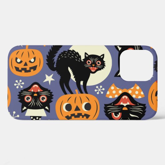 Spooky Cats Pumpkins Lila Muster Case-Mate iPhone Hülle (Rückseite (Horizontal))