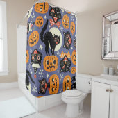 Spooky Cats Pumpkins Lila Muster Duschvorhang (Beispiel)