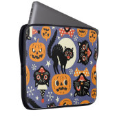 Spooky Cats Pumpkins Lila Muster Laptopschutzhülle (Vorne Rechts)