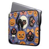 Spooky Cats Pumpkins Lila Muster Laptopschutzhülle (Vorderseite Links)