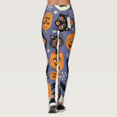Spooky Cats Pumpkins Lila Muster Leggings (Rückseite)