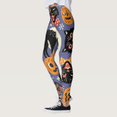 Spooky Cats Pumpkins Lila Muster Leggings (Links)