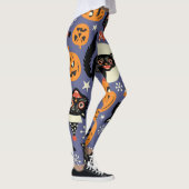 Spooky Cats Pumpkins Lila Muster Leggings (Rechts)