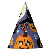 Spooky Cats Pumpkins Lila Muster Partyhütchen (Rückseite)